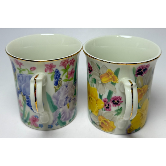 2 Vintage Lenox 1995 Mugs Flower Blossom Collection Suzanne Clee Iris Daffodil - Picture 6 of 6